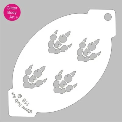 GLITTER BODY ART LTD Dinosaur Feet Reusable Face Paint Stencil 118 - Dinosaur Birthday Party Idea