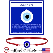 Evil eye bracelet red string lucky eye talisman surfer men women gift NEW