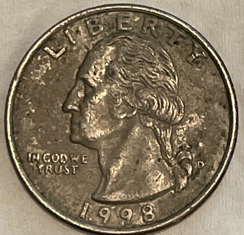 1998-D Washington quarter missing clad layer Obverse error - Picture 2 of 4