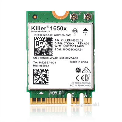 M.2 NGFF WLAN-BT Karte AX200MGW Killer 1650X Wi-Fi 6 Dual-Band BT5.1 TKNXX