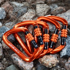 Bulk 5pcs Rock Tree Climbing Carabiner Caving Rescue Clips 28KN Screw Locking