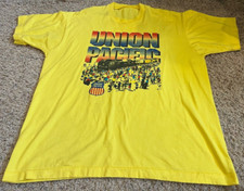 Vintage Screen Stars Union Pacific Short Sleeve Shirt Yellow Mens Size *L-XL