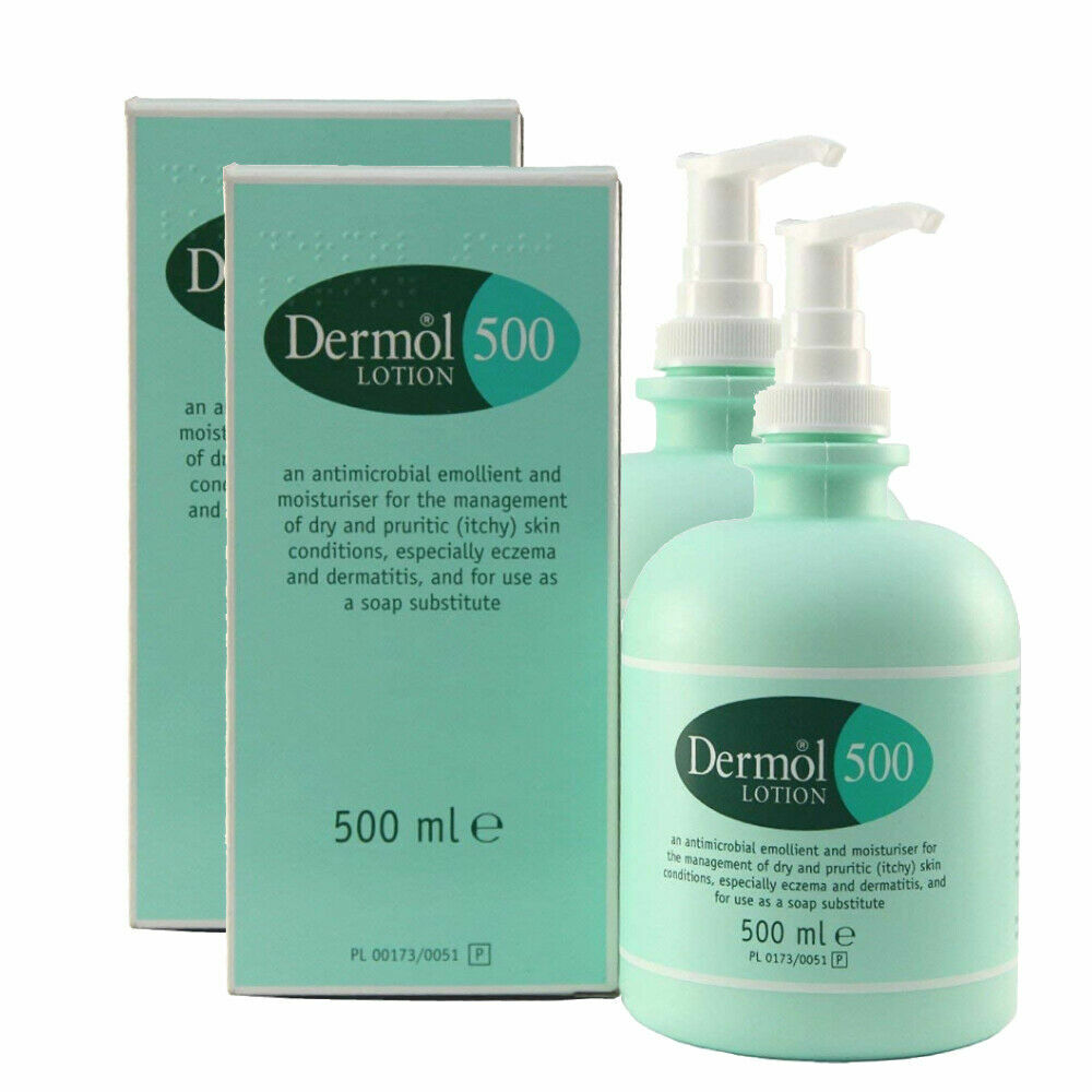 2 x Dermol 500 Lotion Moisturiser Soap Substitute Antimicrobial