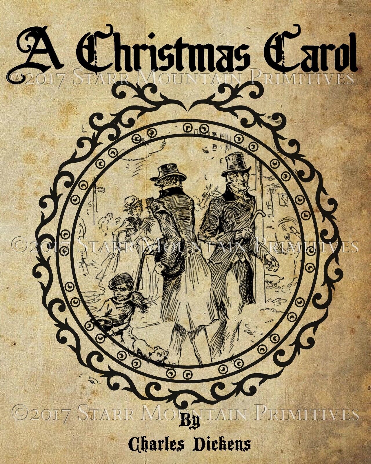Primitive A Christmas Carol Ebenezer Scrooge Charles Dickens Print 8x10