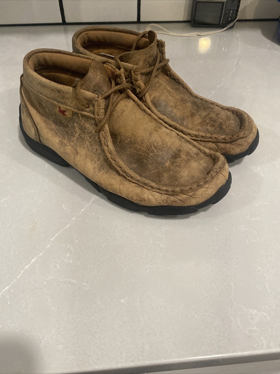 Twisted X YDM0001 Brown Leather Driving Moc Boots Shoes Youth Size