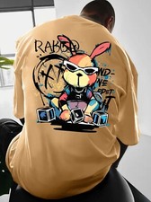 Rabbit Men's Oversized Shirt Streetwear Fashion 100% Cotton up to 5XL