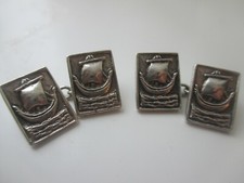VINTAGE SCOTTISH ISLES STERLING SILVER 925 VIKING SHIP CHAIN LINKED CUFFLINKS