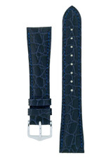 18MM Hirsch ARISTOCRAT Crocodile Embossed Leather Watch Strap in BLUE