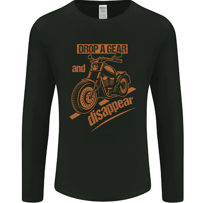 Drop A Gear Disappear Motorcycles Biker Motorbike Herren Langarm Maglietta