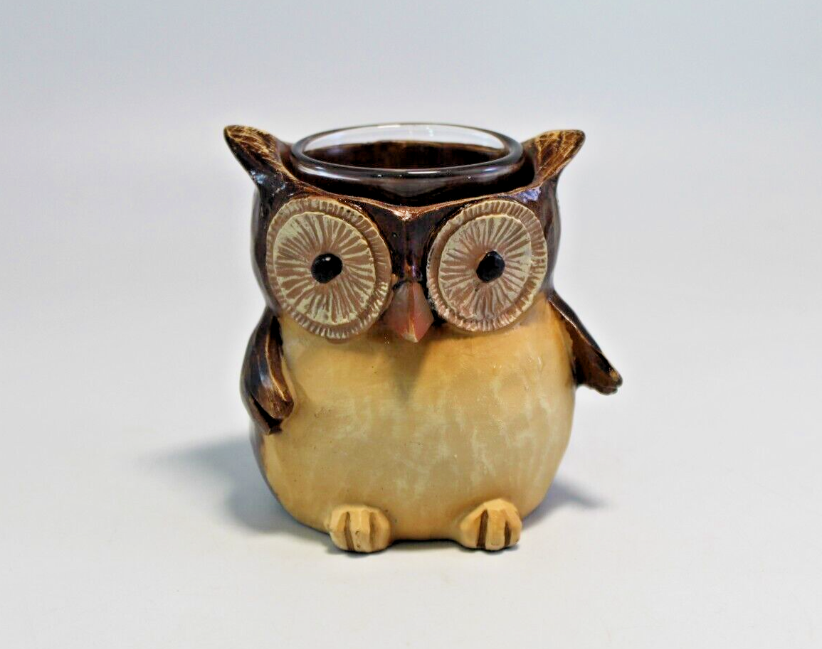 Yankee Candle 3.75" Tall Owl Votive Holder 2011 Rustic Decorative