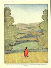 VINTAGE 1931 ARTIST HUMOR CARTOON - LANDSCAPE PAINTER - OUT OF VERMILION PAINT