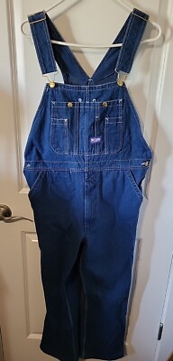 Vintage Big Smith Denim Bib Overalls - Dark Blue Farm Workwear - Mens 34 x 30