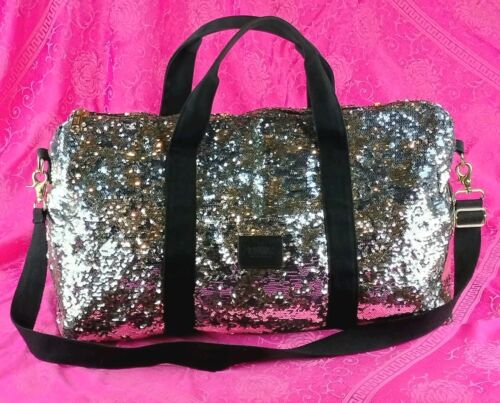 Victoria Secret PINK Large Bling Sequined Travel Duffle Gym Bag HTF RARE EUC - Picture 3 of 24