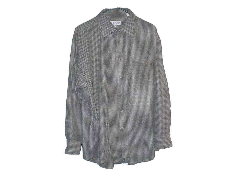 Camicia elegante Yves Saint Laurent 17 32 33 32 33 grigio marrone quadri spedizione gratuita