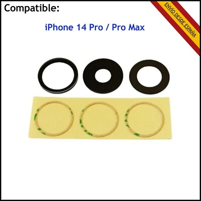 CRISTAL DE CAMARA PARA APPLE IPHONE 14 PRO / PRO MAX LENTE TRASERA ADHESIVO