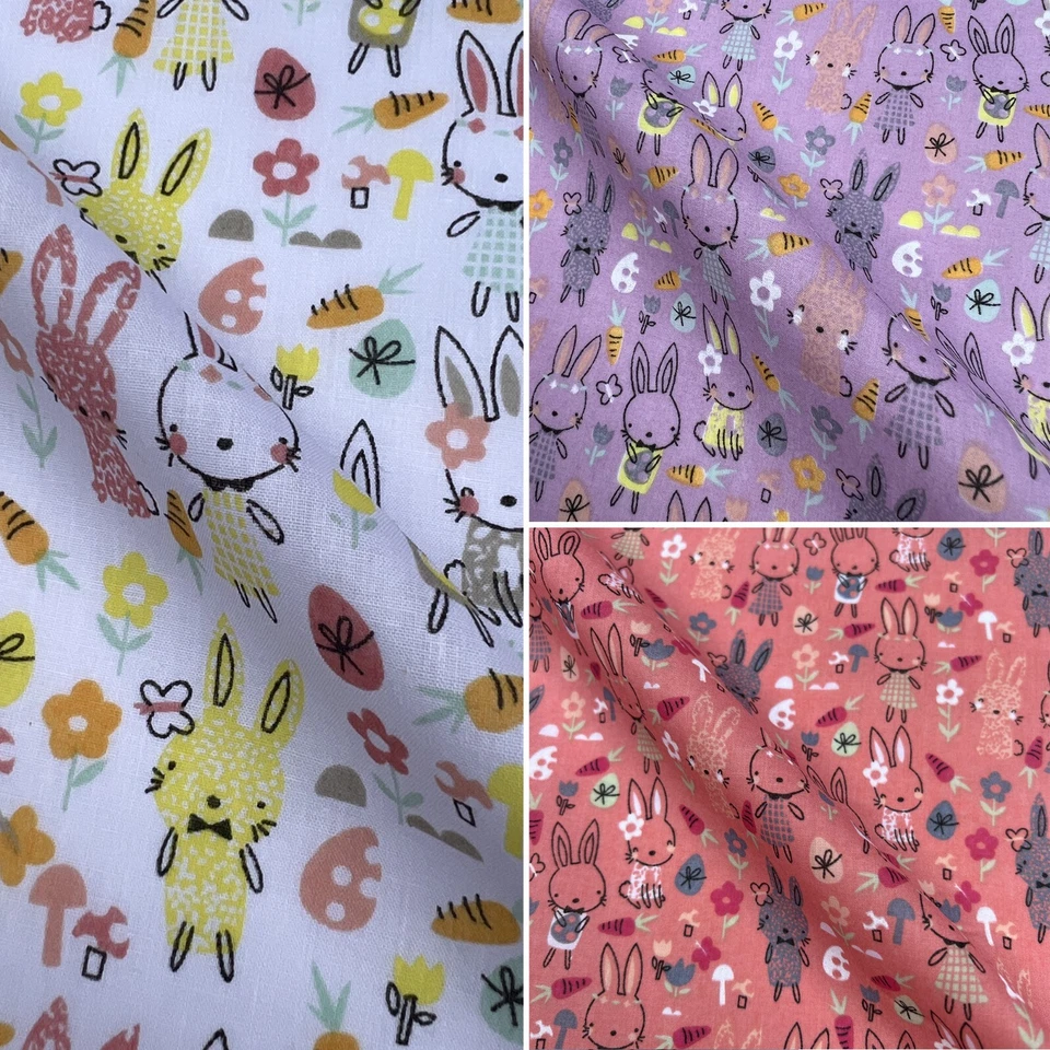 Bunny Rabbits Design Polycotton Cotton Print Dress Children's Kids Craft Fabric