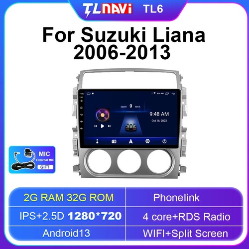 Schermo multimediale per Suzuki LIANA 2006-2013 CarPlay autoradio lettore stereo GPS - Foto 7 di 32