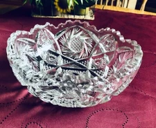 1880 ABP American Brilliant Cut Crystal Saw Tooth Edge Pinwheel & uts-Appraisal