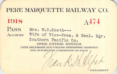 PRESIDENT SIGNED PERE MARQUETTE 1918 LOW # 474 RAILROAD RR RY RWY RAILWAY PASS