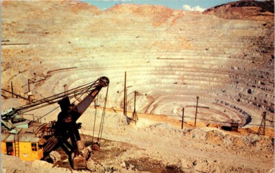 Postcard Bingham Copper Mine Bingham Canyon Utah Oquirrh Mtn Yellow Crane