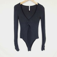 Intimately Free People Cozy Up With Me Bodysuit Size S Black Long Sleeve Ribbed