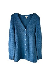 Vintage 90 L.L. Bean Womens Large Lambswool Lightweight Knit Cardigan Sweater