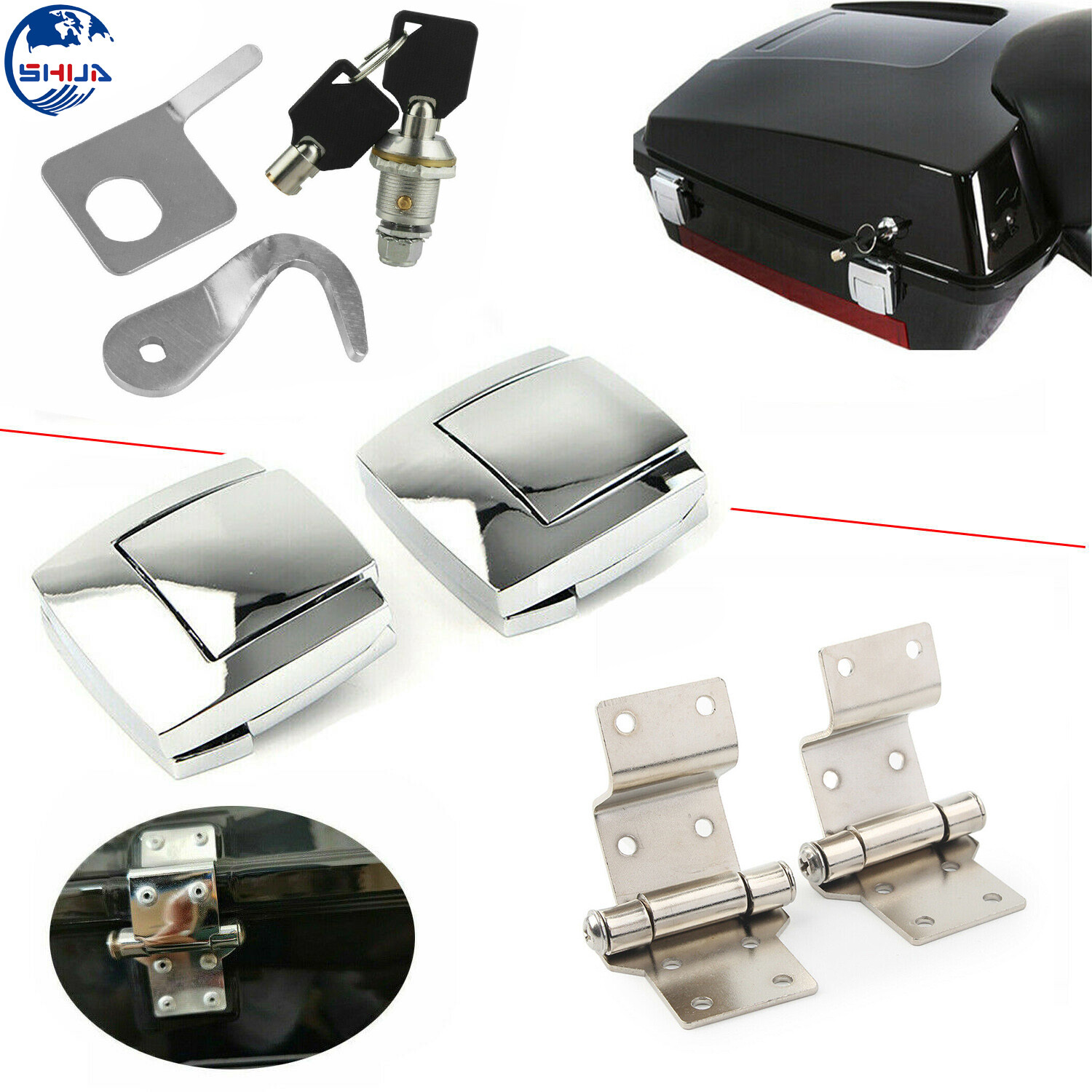 TourPak Pack Hardware Latches Hinges&Rear Trunk Lock Key Kit For