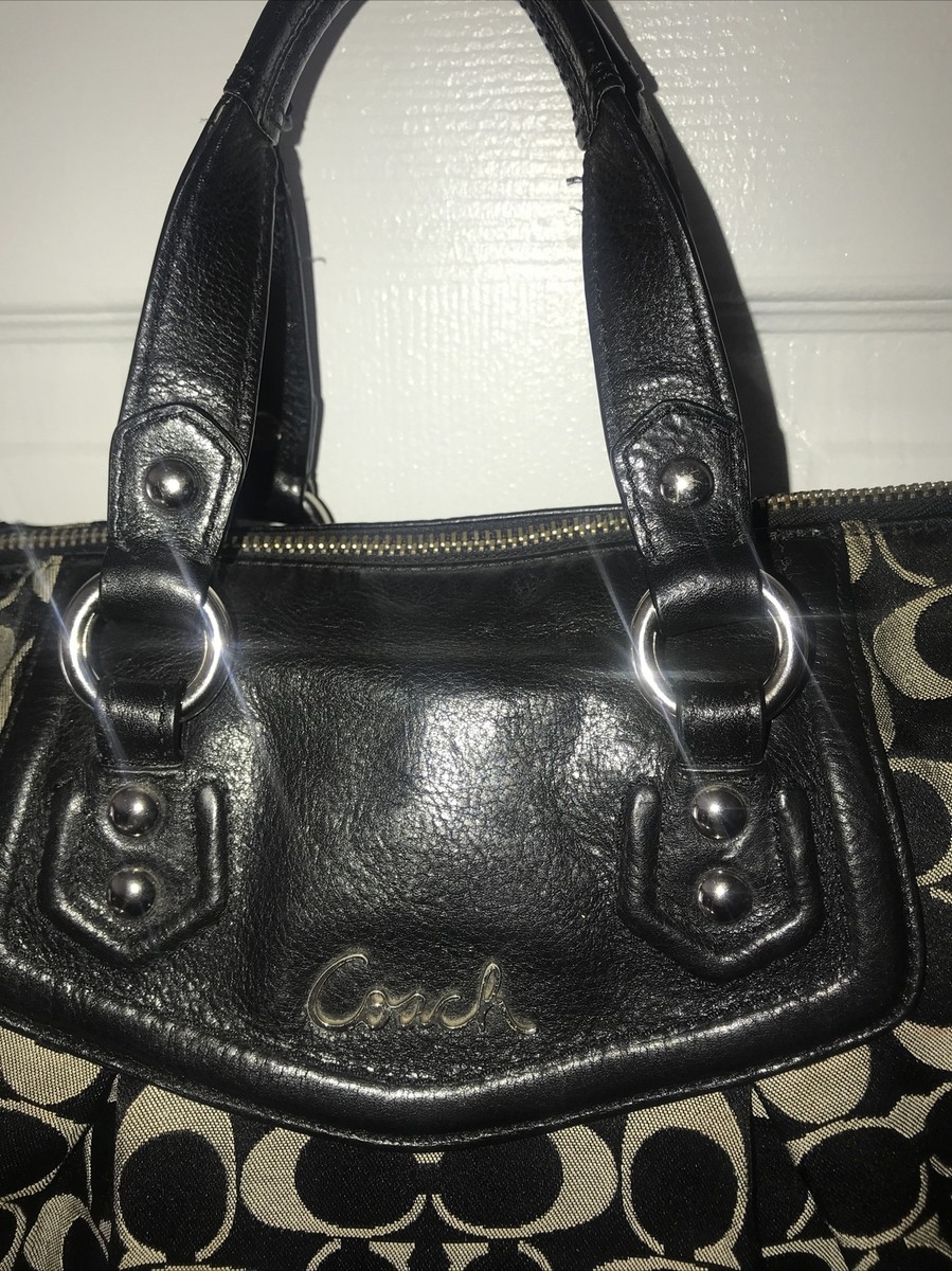 Coach Ashley Signature Satchel Bag Black F19242 no shoulder strap