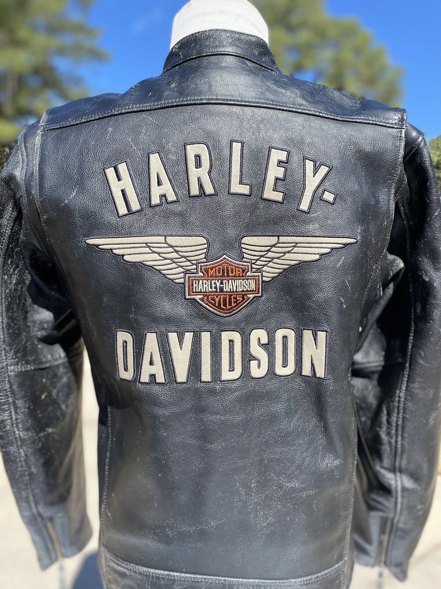 Harley Davidson Men's Top Wing Distressed Leather Jacket 98058