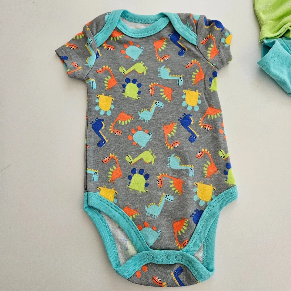 Kidgets Newborn Dinosaur Bodysuit Rompers 0-3 Months 3-Pack New - Image 3 of 4