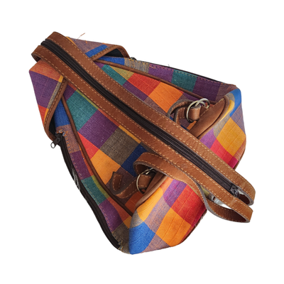 Cedano Leather Guatemala Loomed Backpack Shoulder Bag Check 