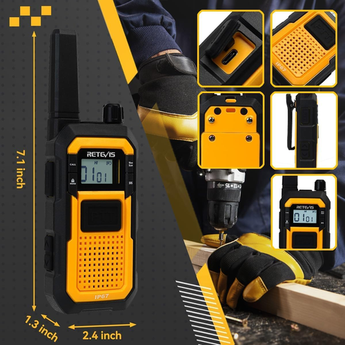 Retevis RB48 Waterproof Walkie Talkies, Heavy Duty Two Way Radio, Advanced Tripl - Zdjęcie 7 z 12