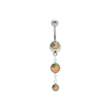 USA Flag Logo Dangling Belly Button Ring 