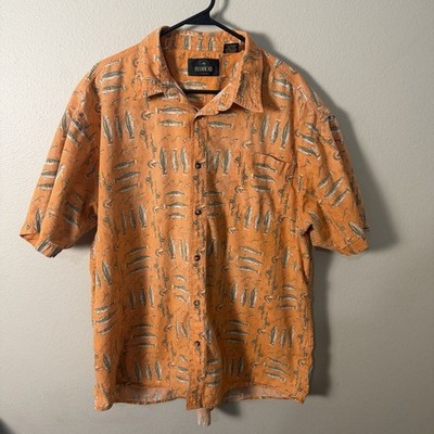 Red Head Men s Button Up Shirt Orange Bass Short Sleeve XXL