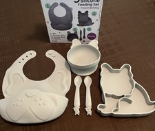 5 Piece Silicone Baby Feeding Set French Bulldog