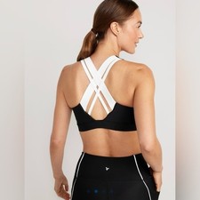 Old Navy Powersoft Medium Suppost Go Dry Sports Bra-Black/White Size 2X-NWT