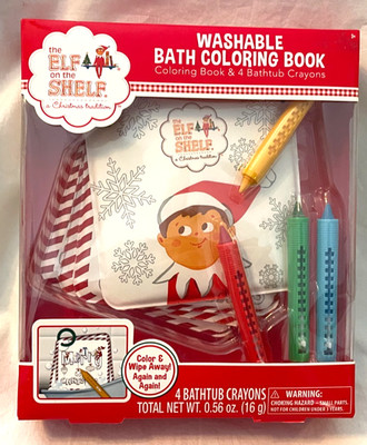 Elf On The Shelf Washable Bath Coloring Book & Crayons New Sealed