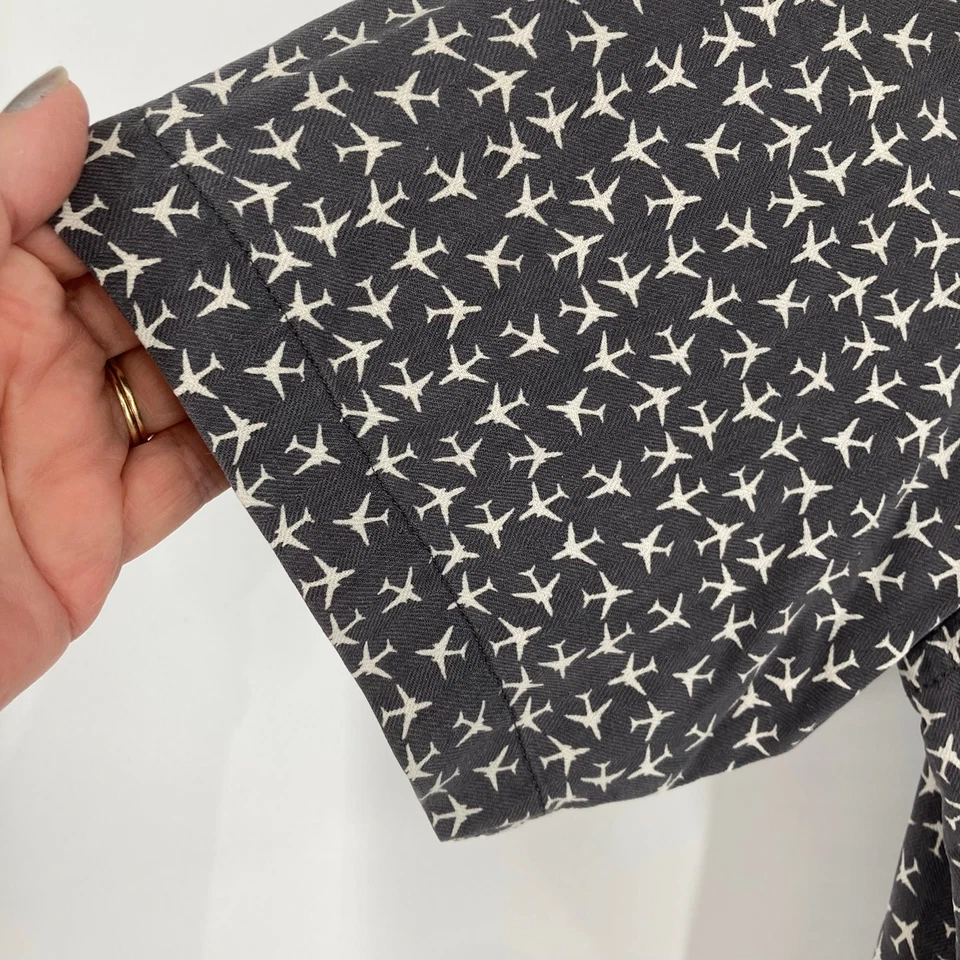 Vintage Silk Circa 1969 Plane Novelty AOP Button Up Shirt Men’s Large Pilot Rock - Image 4 of 4