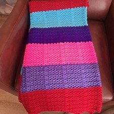 Vintage Afghan Crochet Blanket / Throw Bright Cheery Colorful 54" X 50"