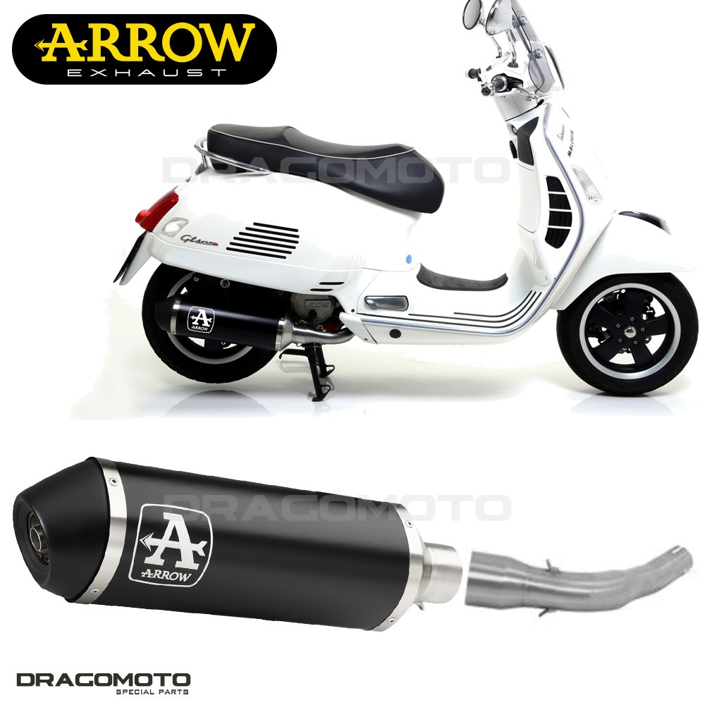 Ligne complete Arrow aluminium noir Vespa GTS 125 2016 pour un gain de puissance maximal
