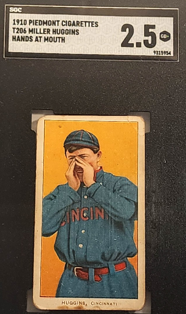 T206 MILLER HUGGINS HANDS AT MOUTH SGC 2.5 GOOD+ PIEDMONT CIGARETTES