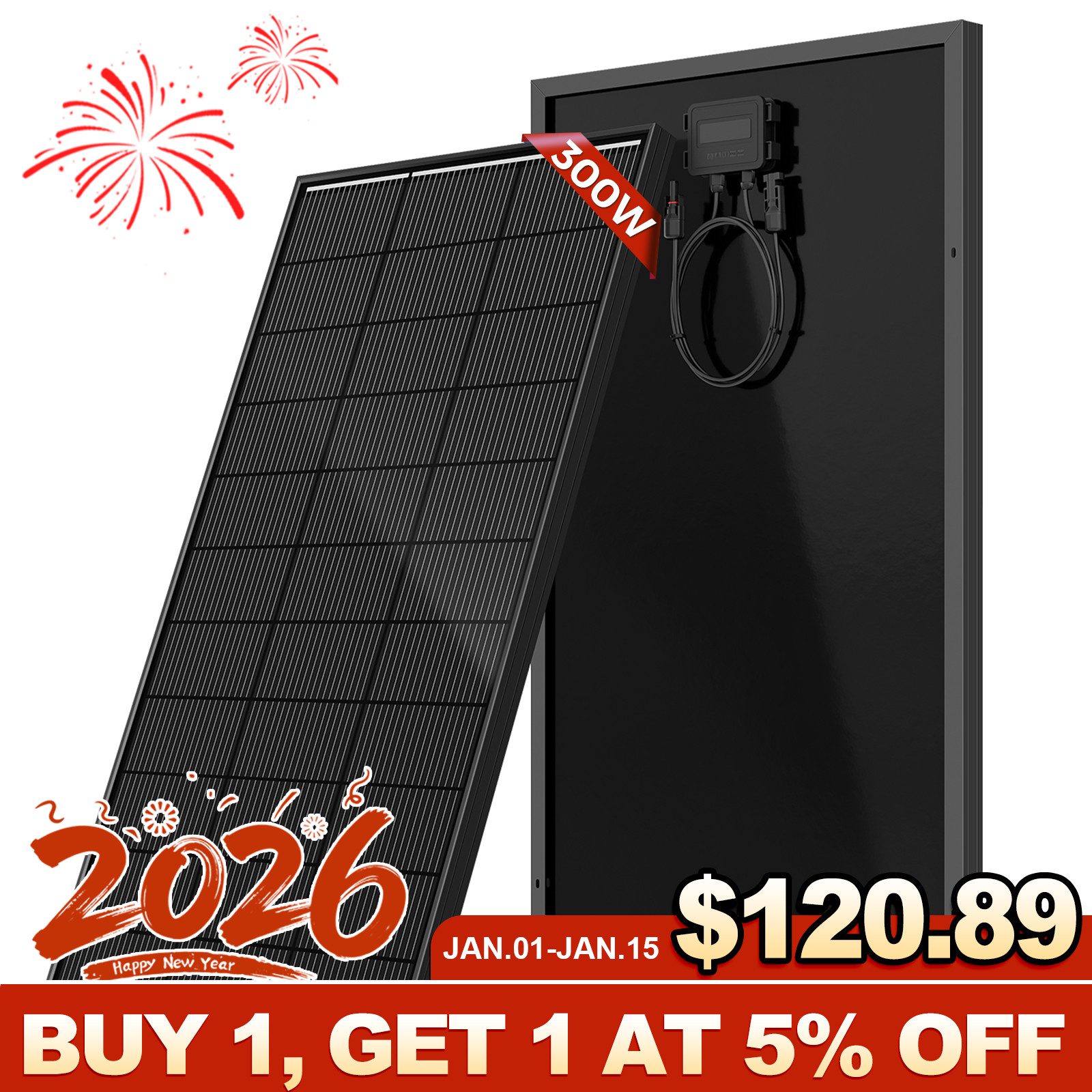 12V 300W Watt Monocrystalline Solar Panel Home RV Off Grid Battery Boat Power