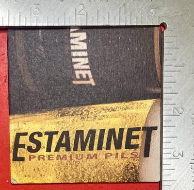 ESTAMINET PREMIUM PILS  Palm Breweries 3.5 INCH SQUARE BEER COASTER VINTAGE RARE