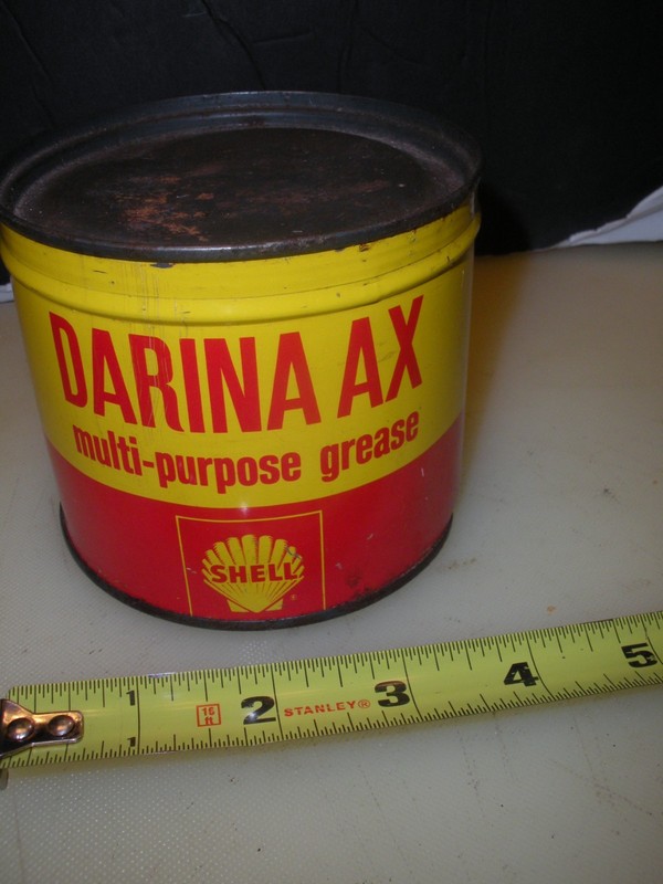 VINTAGE 1950S SHELL DARINA AX SEALED MULTI PURPOSE GREASE CAN WITH KEY
