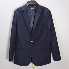 Lands End Navy School Uniform Blazer Youth 18 14 15Y Missing Button