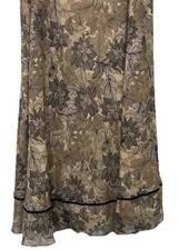 Vintage Women  s Midi Skirt 20W Floral Tan Flowy Fairy Boho Peasant Office