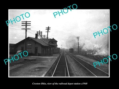 Creston Ohio The Railroad Depot Station c1940 Large Historic Old Photo