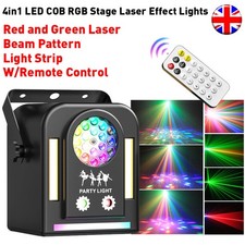 RGB LED Laser Beam Gobo Projector Cob Strobe Light DJ Disco Lights w/ Remote