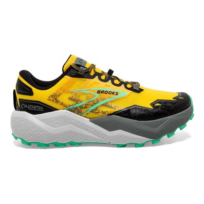 Men's Brooks Caldera 7, Lemon Chrome/Black/Springbud, 8 D Medium US