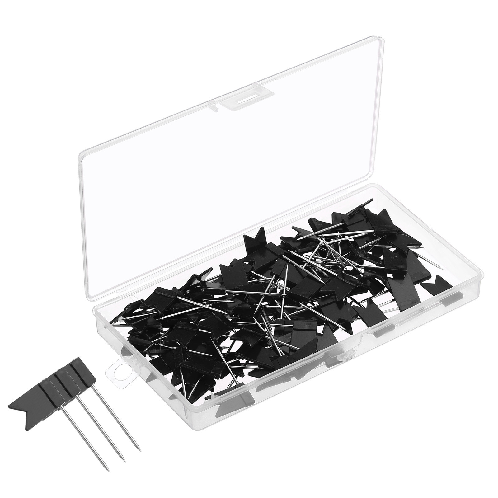 100Pcs Black Flag Push Pins for Cork Board Marking and Decor
